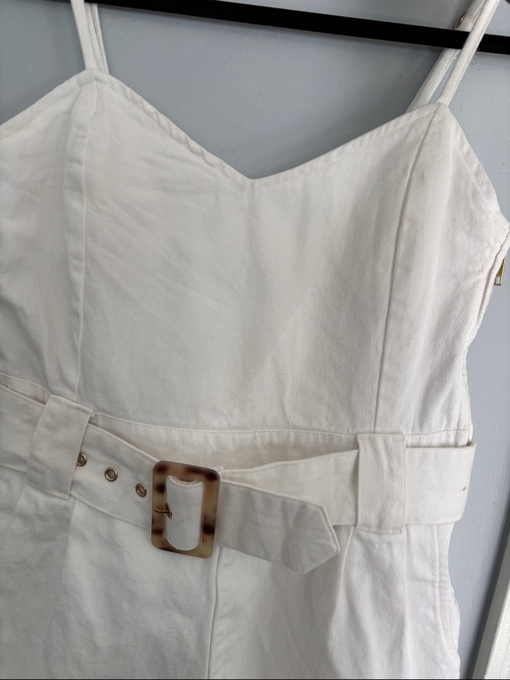 Show Me Your MuMu White Spaghetti-Strap Belted Romper size M - Picture 5 of 7